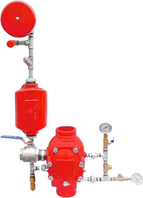 Groove type wet alarm valve